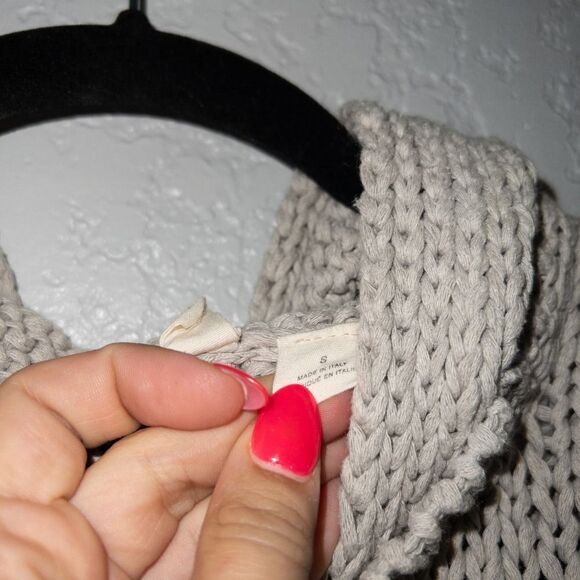 Moth x Anthropologie Gray Distressed Metallic Trim Hooded Sweater Size Small - Picture 5 of 8